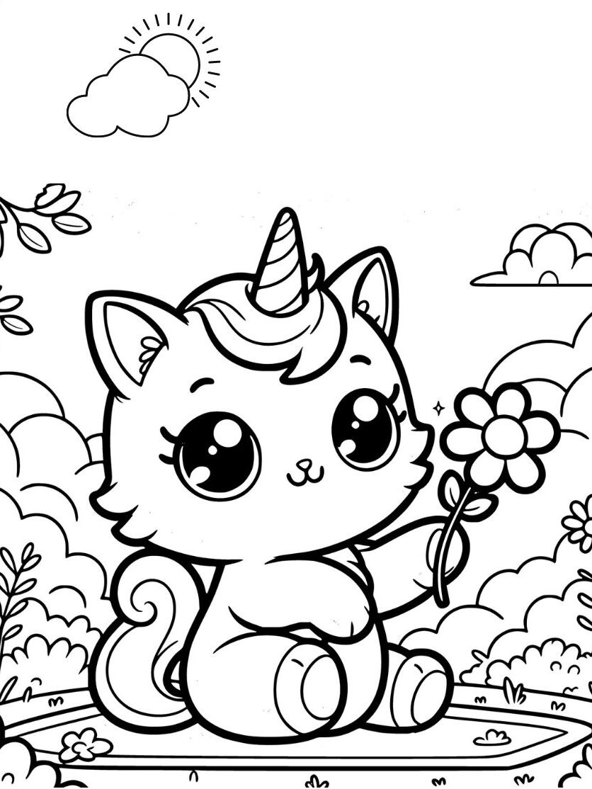 coloriage chat licorne