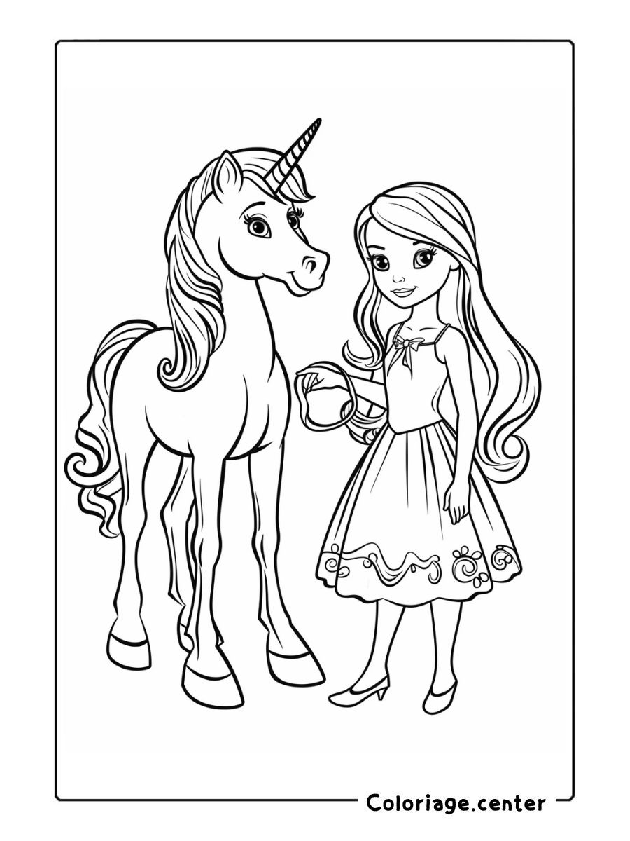 coloriage licorne barbie