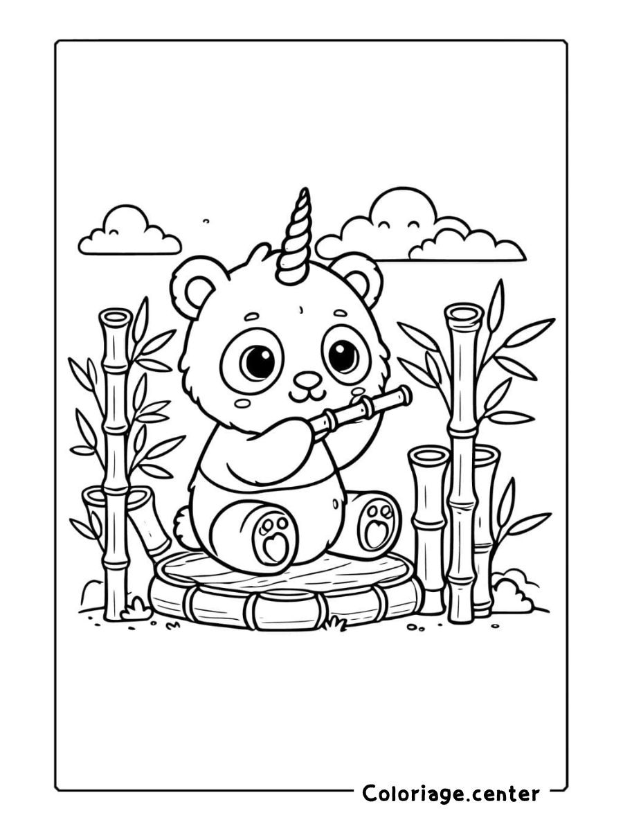 coloriage panda licorne