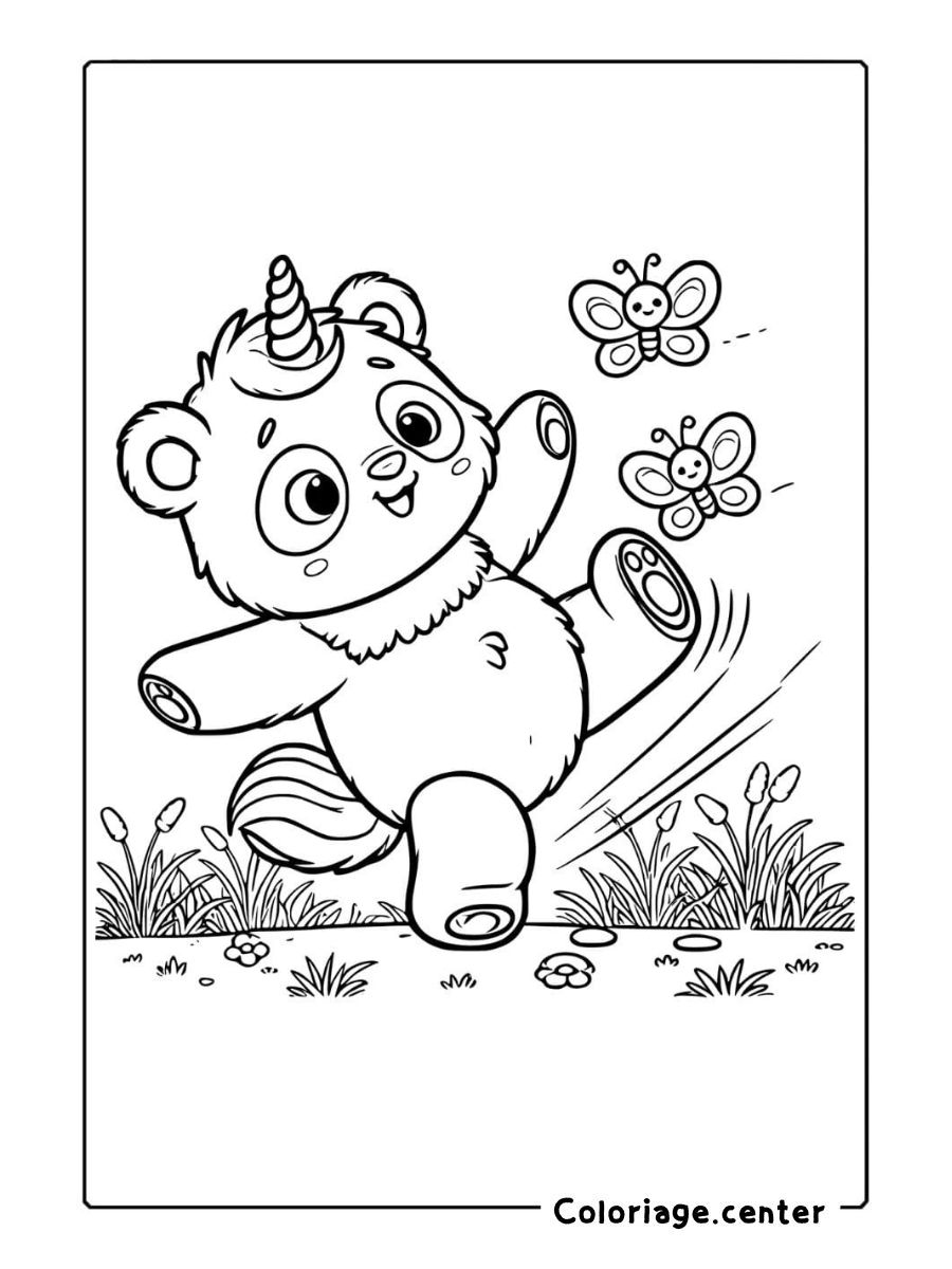 coloriage panda licorne a imprimer