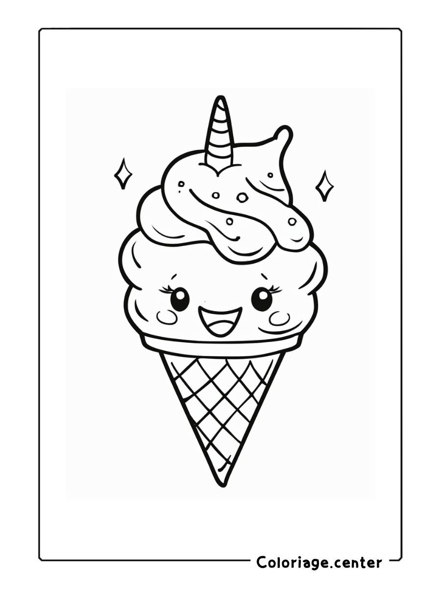 glace licorne coloriage