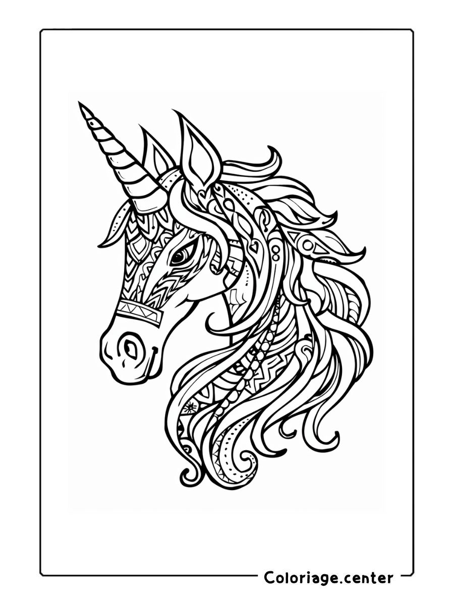 mandala licorne coloriage